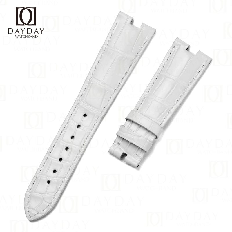 Personalized bespoke white alligator leather watch band replacement for Bvlgari B.zero1