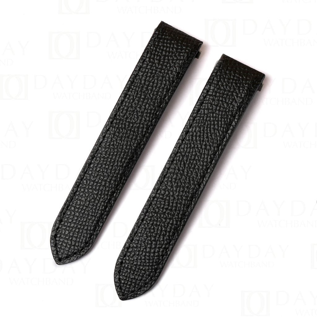 Custom Quickswitch epsom black leather watch strap replacement for Cartier Roadster Chronograph, XL, 2510, GMT 19mm 20mm for sale