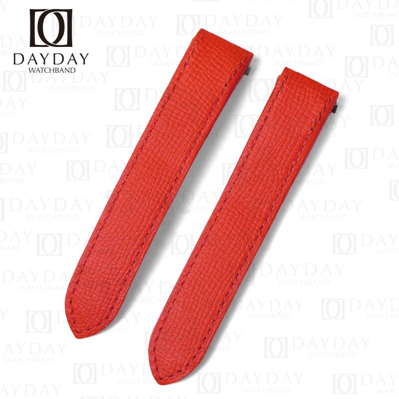 Handmade Quickswitch epsom red calfskin leather watch strap replacement for Cartier Roadster Chronograph, XL, 2510, GMT 19mm 20mm