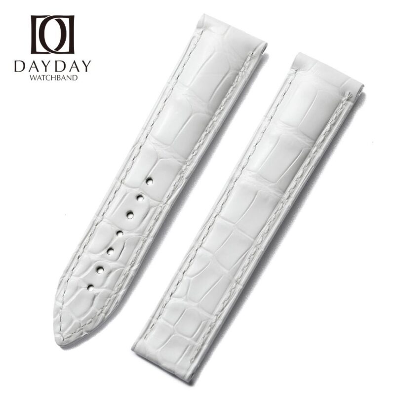 White alligator leather watch strap band replacement for Omega speedmaster seamaster