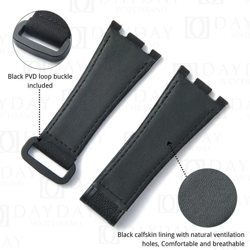 Buy Custom Audemars Piguet Royal Oak Offshore Black nylon velcro strap handcrafted for ap watch band sale (2)