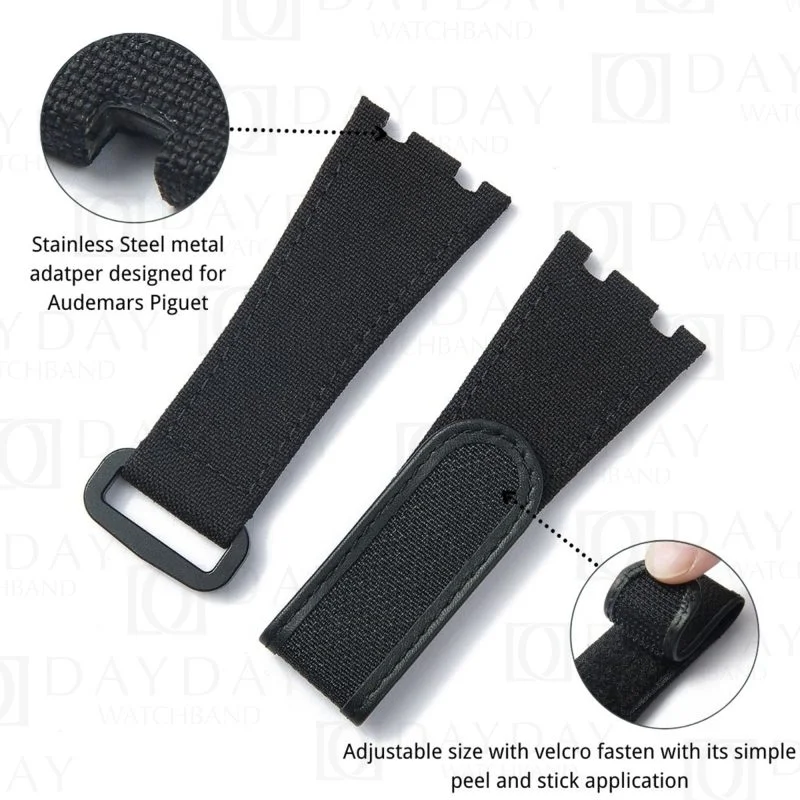 Buy Custom Audemars Piguet Royal Oak Offshore Black nylon velcro strap handcrafted for ap watch band sale (3)