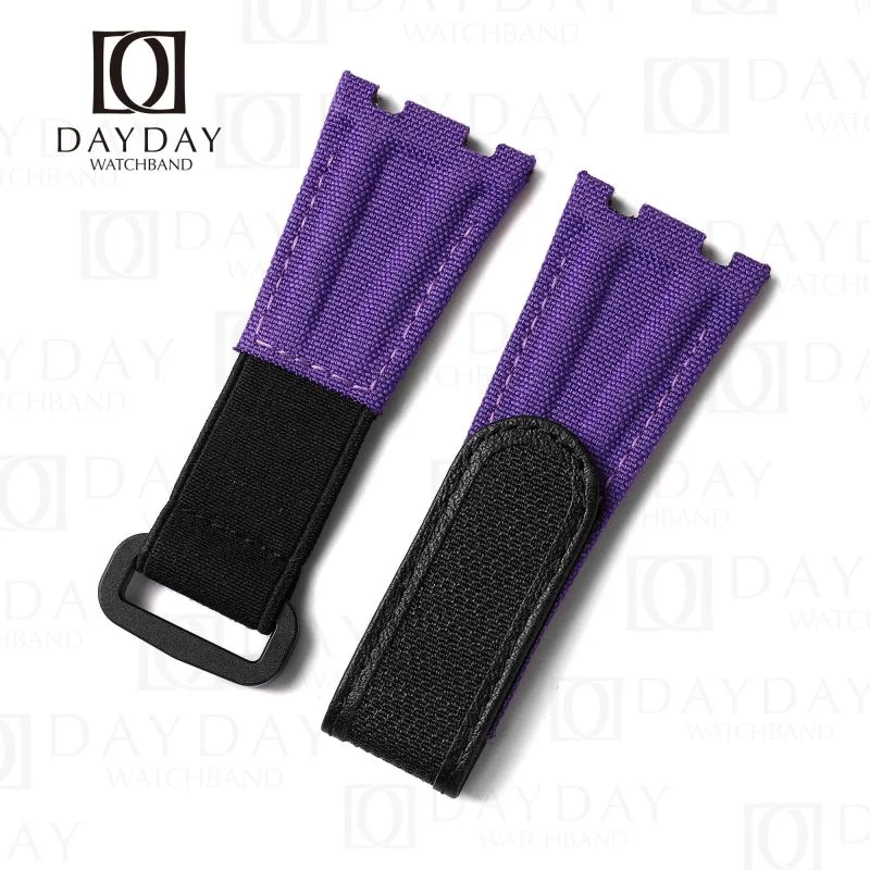 Buy Custom Audemars Piguet Purple nylon velcro straps handcrafted for sale (1)