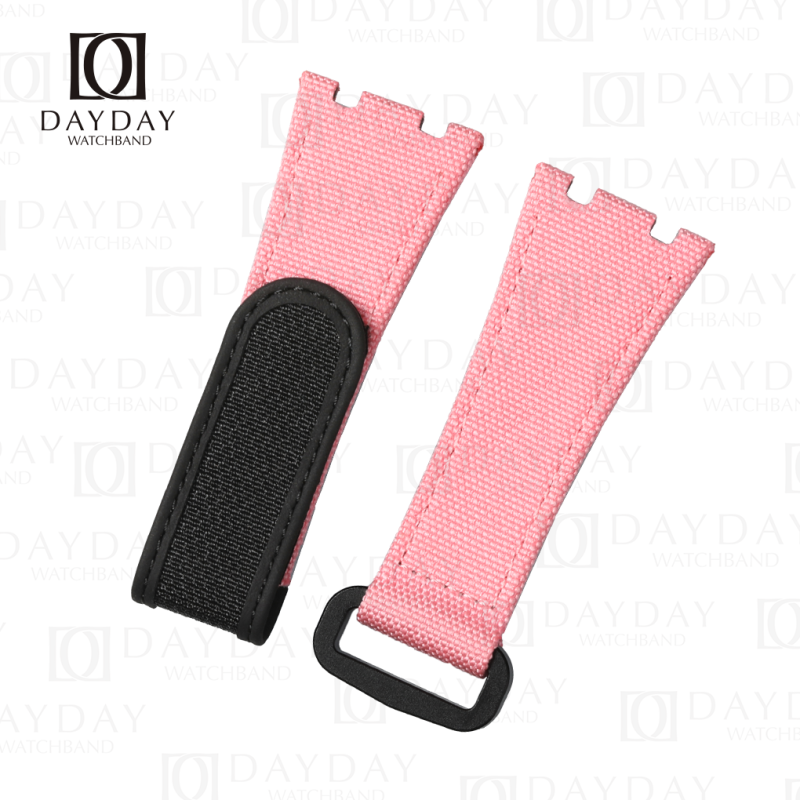 Buy Custom Audemars Piguet Royal Oak Offshore Pink nylon velcro straps handcrafted for sale