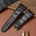 Buy custom Audemars Piguet royal oak Black leather watch band 23mm 26mm 28mm 30mm handmade for sale