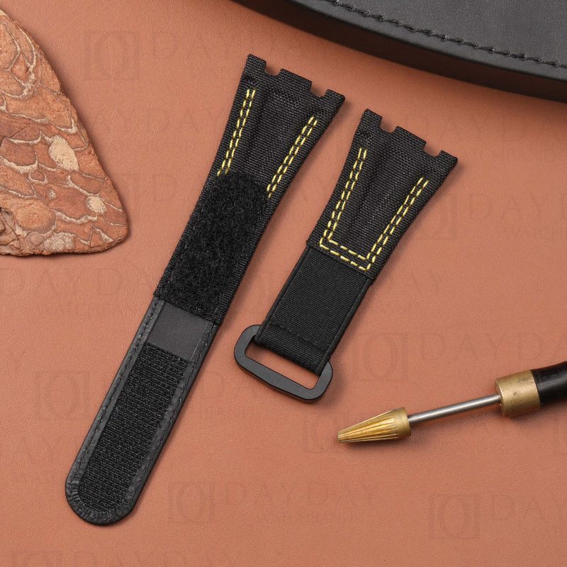 Custom Audemars Piguet Black nylon velcro strap handcrafted for ap watch band sale