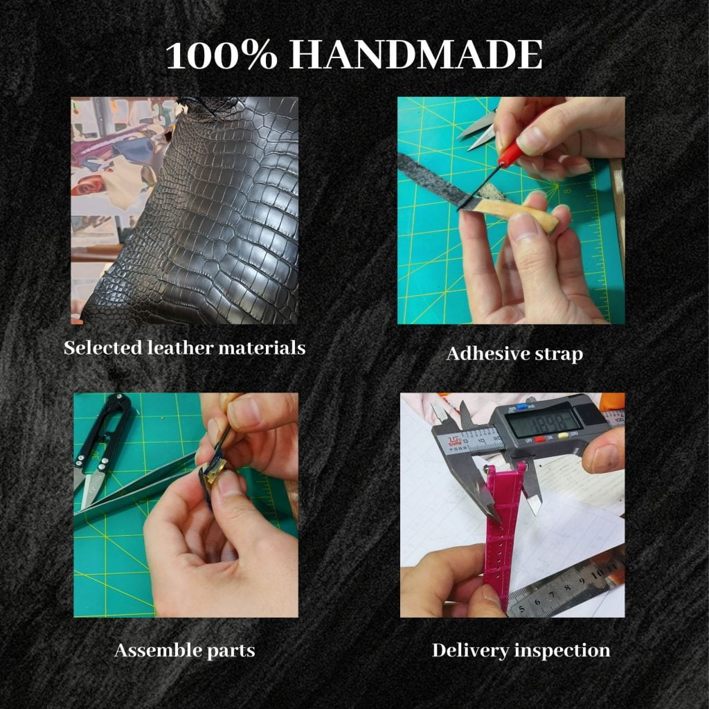 100% HANDMADE selected alligator material custom watch band