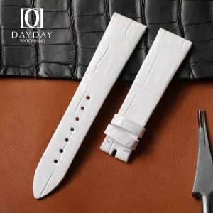 Custom real crocodile leather white watch straps for Blancpain Women's Watch