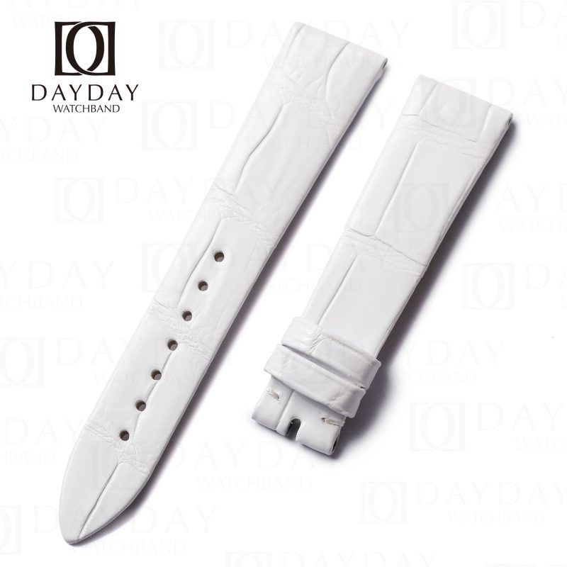 Custom alligator leather white watch band for Blancpain Quantième Complet & Moonphase Women's Watch