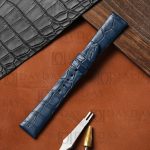 Personalized blue croc leather watch band water resistant for Blancpain Villeret Womens Watch