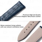 Custom alligator blue watch bands for Blancpain Villeret Womens Watch