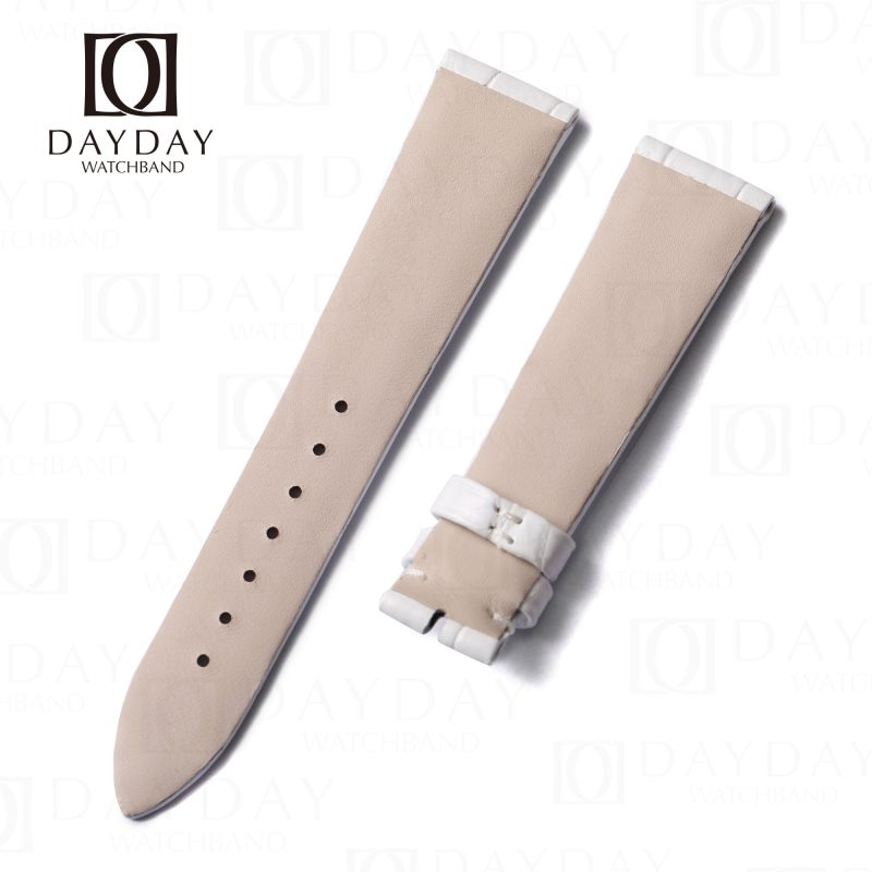 Custom alligator leather white watch bands for Blancpain Quantième Complet & Moonphase Women's Watch