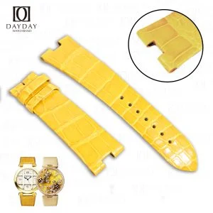 Yellow Leather Watch Band for Cartier Pasha strap De Cartier pin buckle Handmade replacement Strap