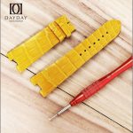 Yellow Leather Watch Band for Cartier Pasha strap De Cartier pin buckle Handmade replacement Strap