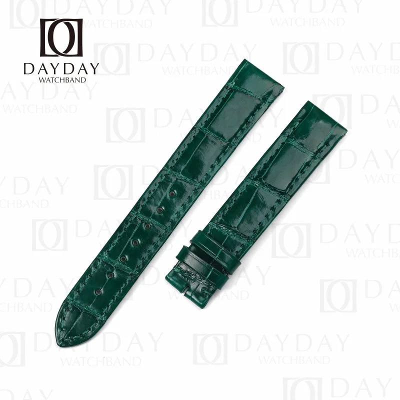 Custom american alligator leather High-gloss Green quickswitch cartier santos watch straps