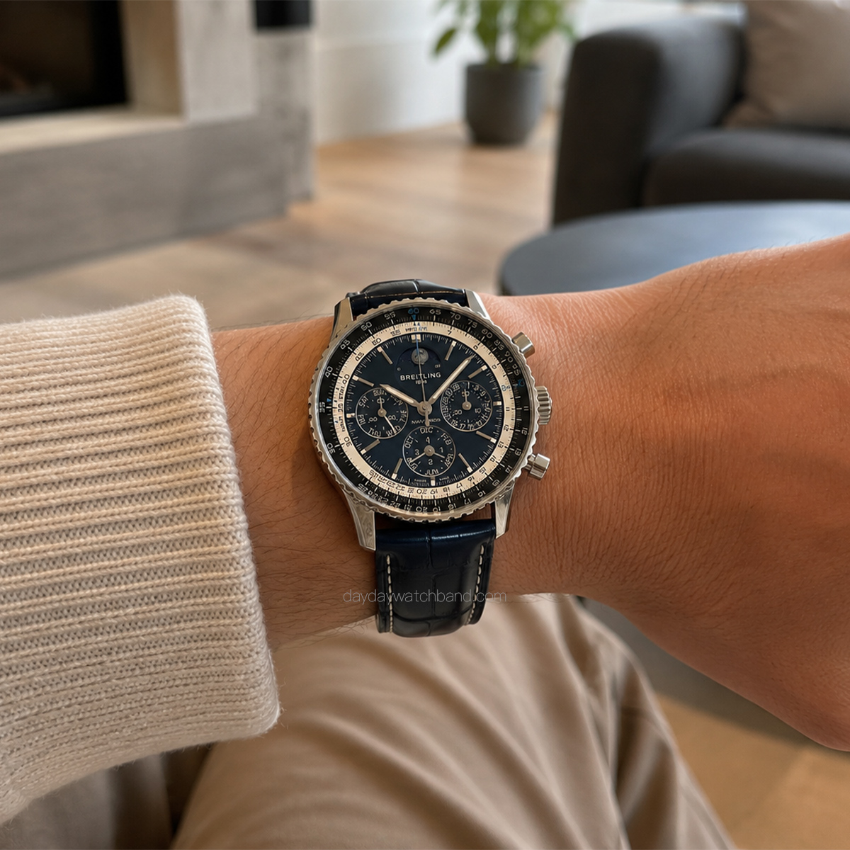 Custom Alligator Leather Watch Bands For Breitling Navitimer