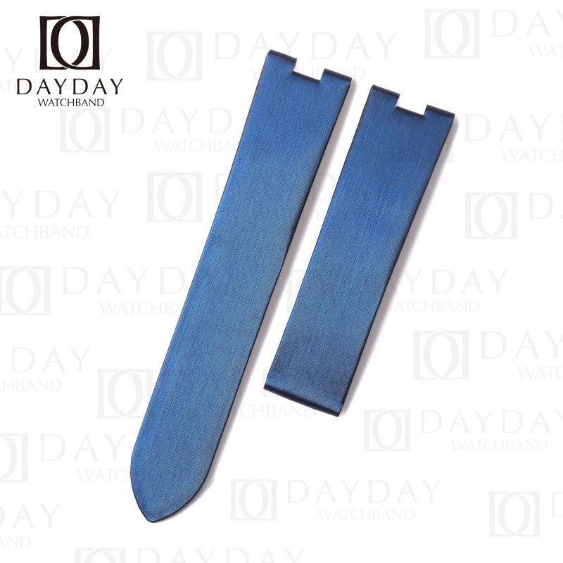 Custom satin leather cartier Baignoire straps Blue for sale