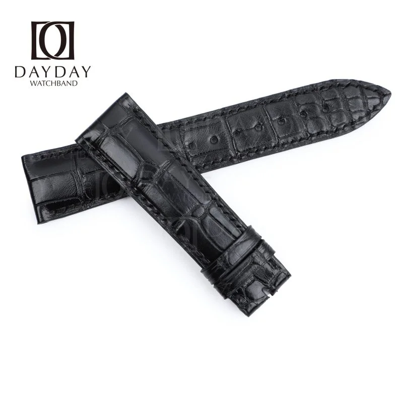 Handmade black alligator replacement watch strap for Breguet