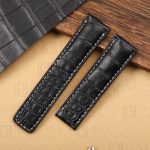 Personalized bespoke Black alligator leather watch band replacement for Breitling Navitimer 20mm 22mm watch strap (1)