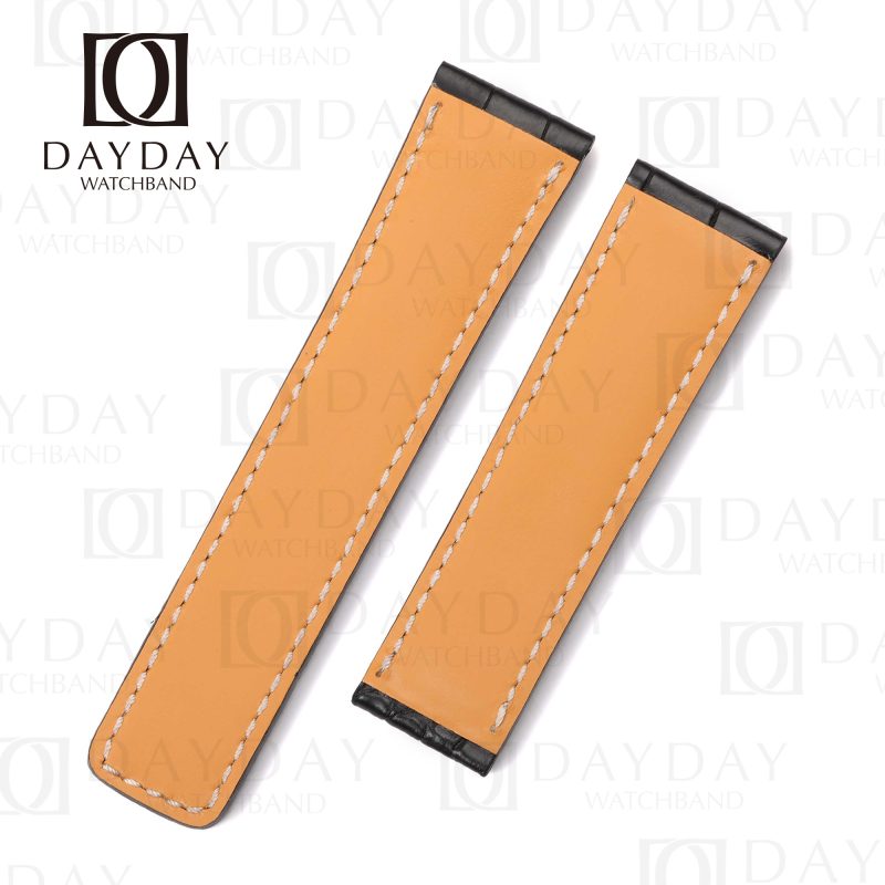 Personalized bespoke Black alligator leather watch band replacement for Breitling Navitimer 20mm 22mm watch strap (3)