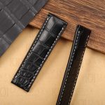 Personalized bespoke Black alligator leather watch band replacement for Breitling Navitimer 20mm 22mm watch straps (1)