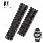 Personalized bespoke Black alligator leather watch band replacement for Breitling Navitimer 20mm 22mm watchbands (1)