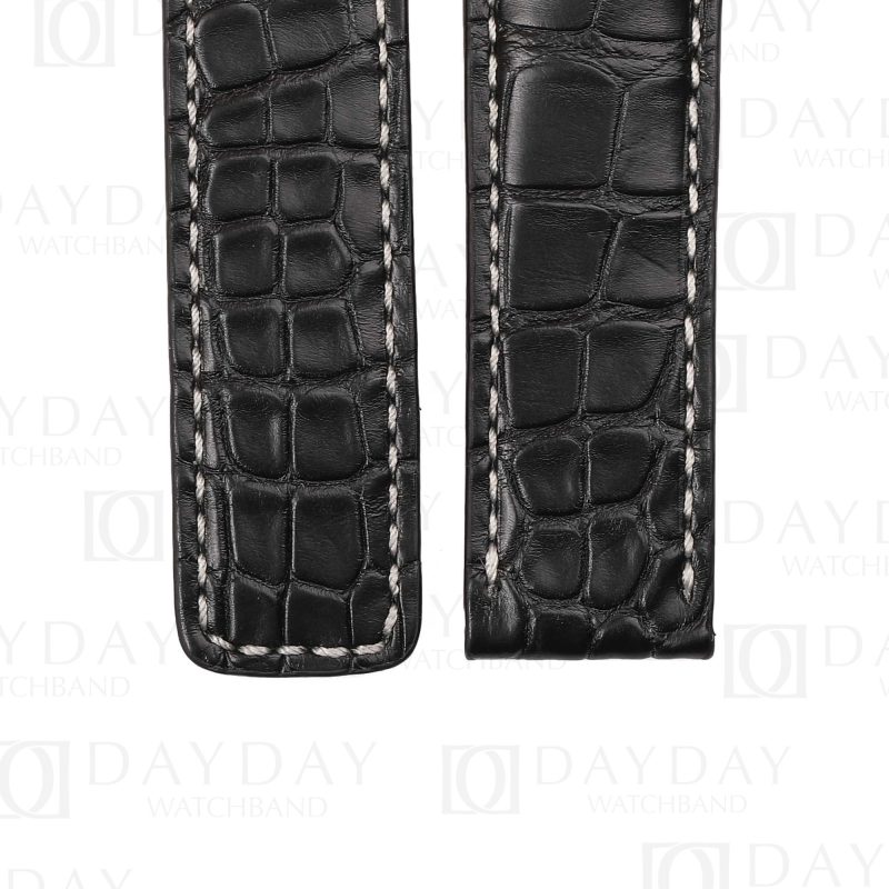 Personalized bespoke Black alligator leather watch band replacement for Breitling Navitimer 20mm 22mm watchbands (2)