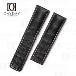 Personalized bespoke Black alligator leather watch band replacement for Breitling Navitimer 20mm 22mm watchbands (3)