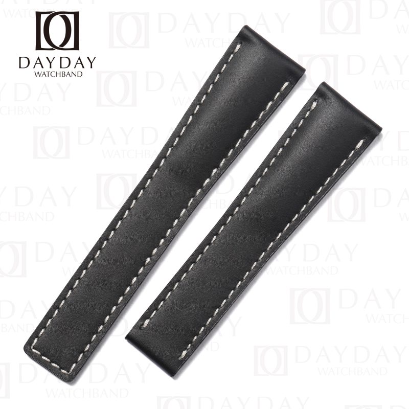 Personalized bespoke Black calfskin leather watch bands replacement for Breitling Navitimer,Top Time B01,Endurance, Super Chronomat,Bentley