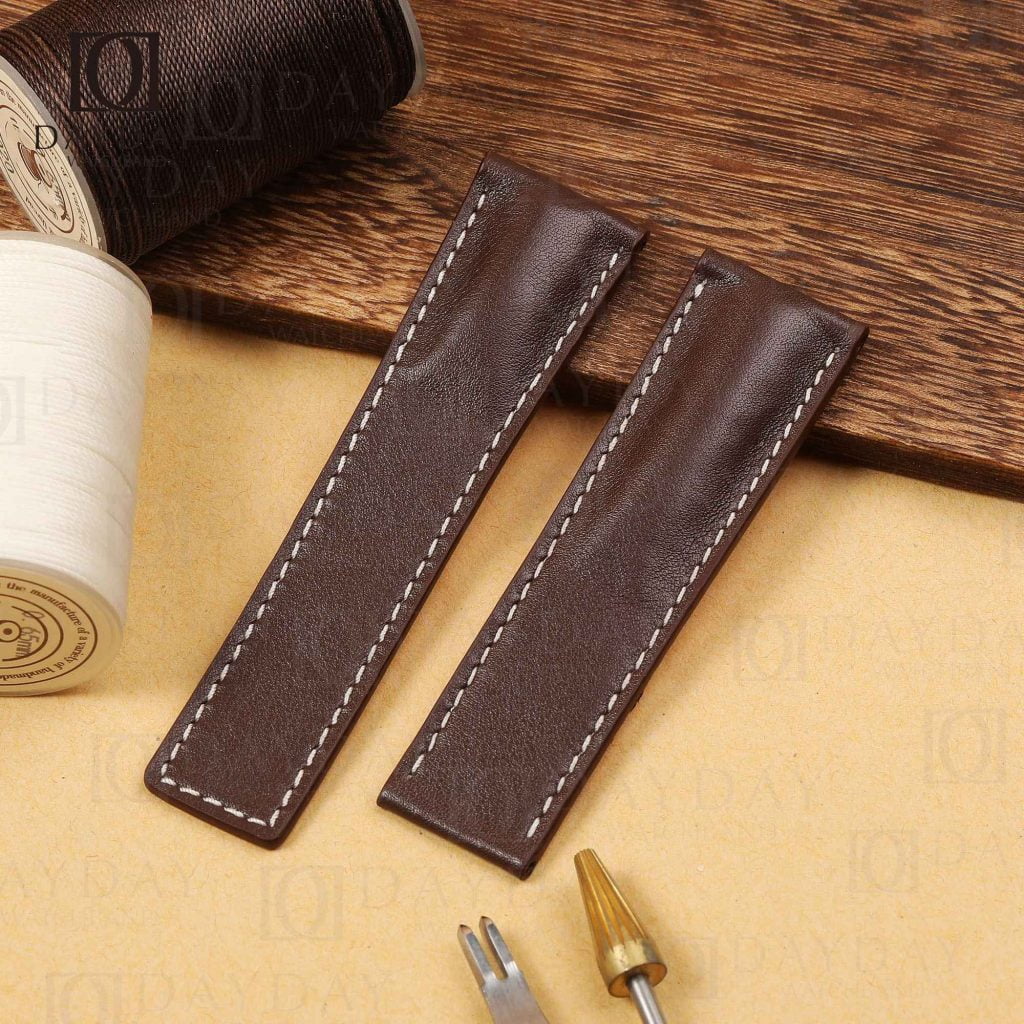 Personalized bespoke brown calfskin leather watch band replacement for Breitling Navitimer,Top Time B01,Endurance, Super Chronomat,Bentley (2)