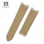 Vanilla color satin fabric watch band 11mm 20mm for Cartier Baignoire with calfskin lining (2)