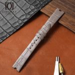 Custom grey alligator leather bnad for Cartier Ballon Bleu de pin buckle watch band