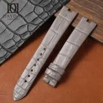 Custom grey alligator leather bnad for Cartier Ballon Bleu de pin buckle watch band