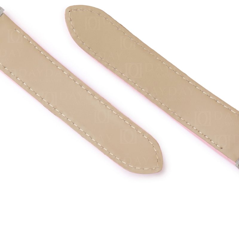Custom pink calfskin leather quickswitch watch band linning showing for cartier straps roadster -daydaywatchband