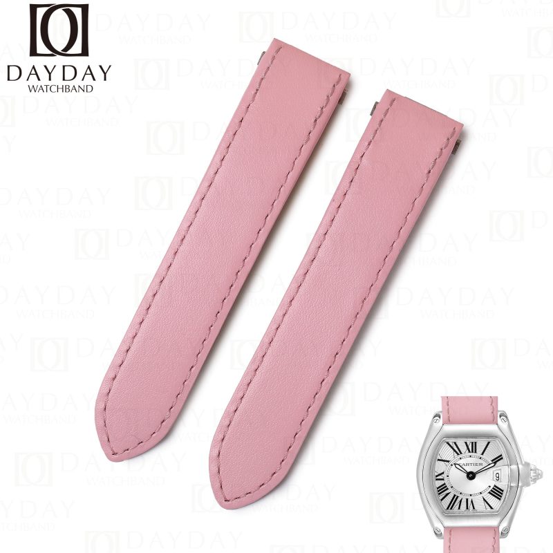 Custom pink calfskin leather quickswitch watch straps for cartier straps roadster-daydaywatchband