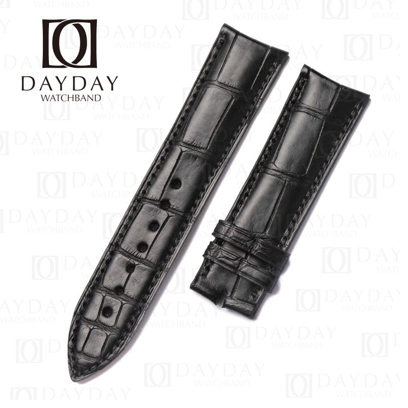 Custom black Genuine crocodile leatherwatch strap for Girard Perregaux Special Series 49805