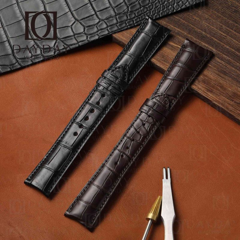 Custom black brown Genuine alligator leather girard perregaux watch bands for Girard Perregaux Special Series 49805