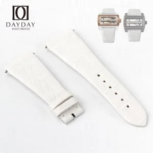 Aftermarket bespoke white genuine crocodile leather Corum leather watch band for Corum ti bridge lady