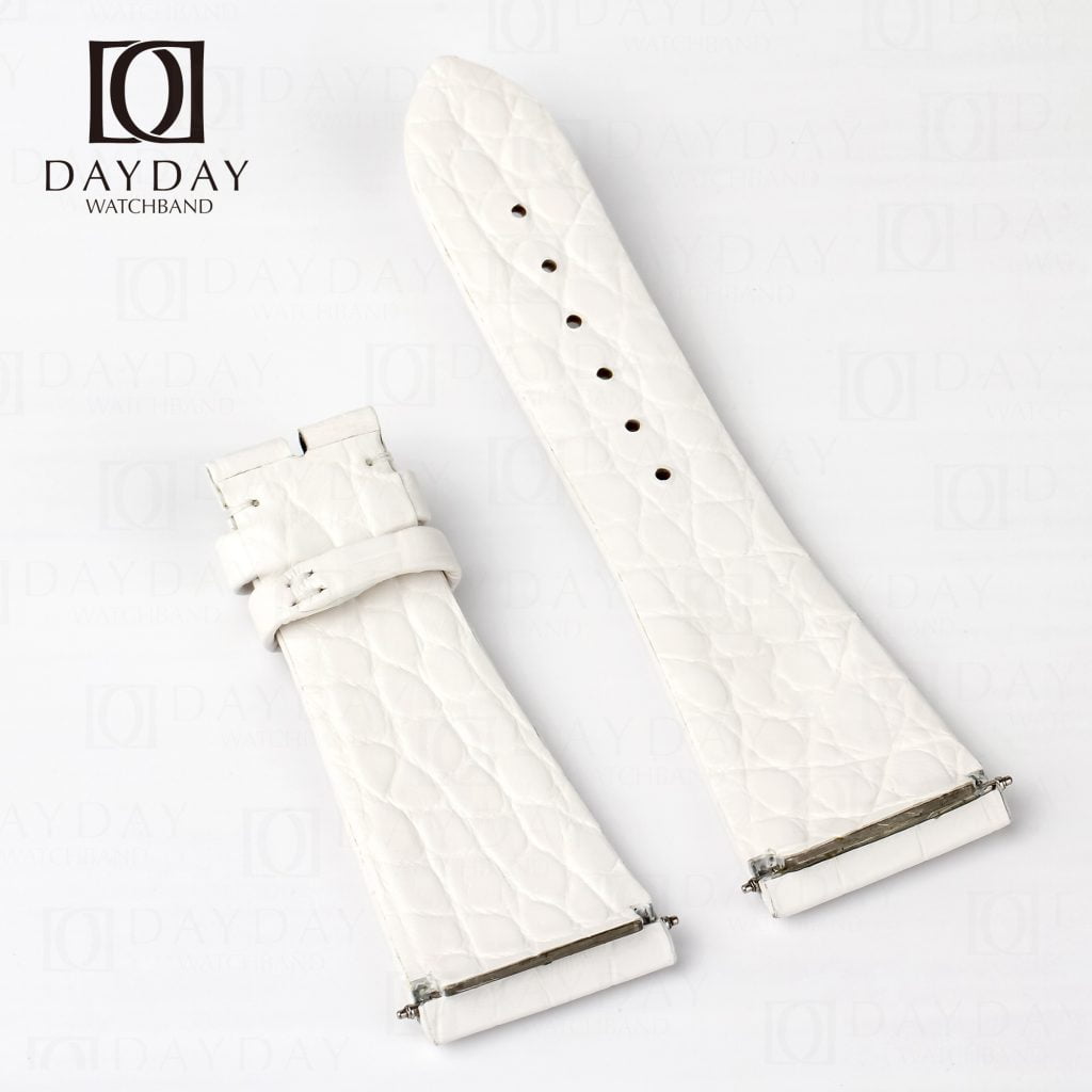 Aftermarket bespoke white genuine crocodile leather Corum leather watch bands for Corum ti bridge lady