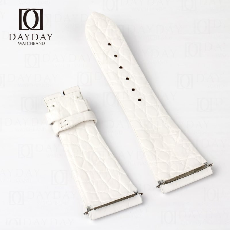 Aftermarket bespoke white genuine crocodile leather Corum leather watch bands for Corum ti bridge lady