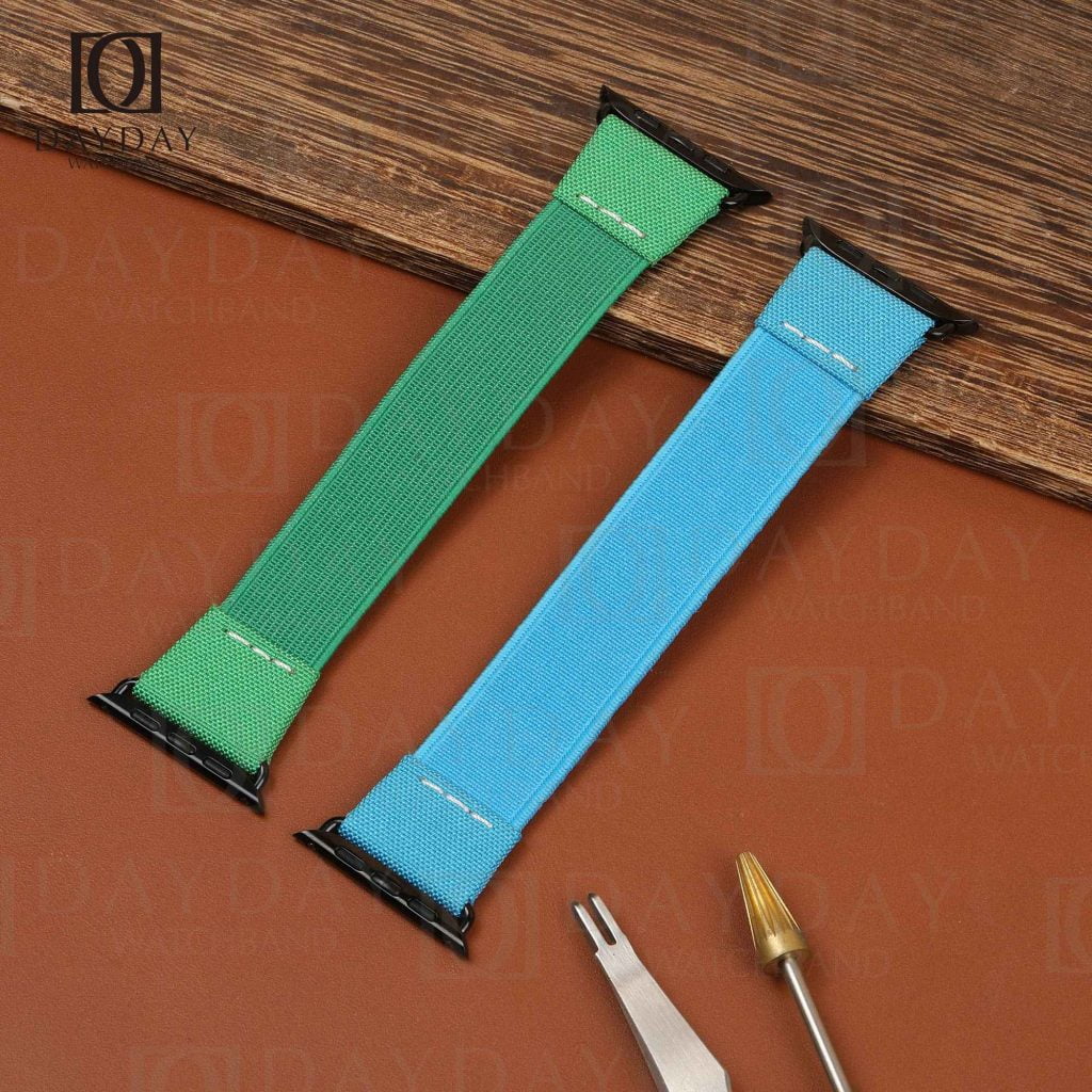 Aftermarket blue green nylon best Apple watch bracelet band for sale at low price