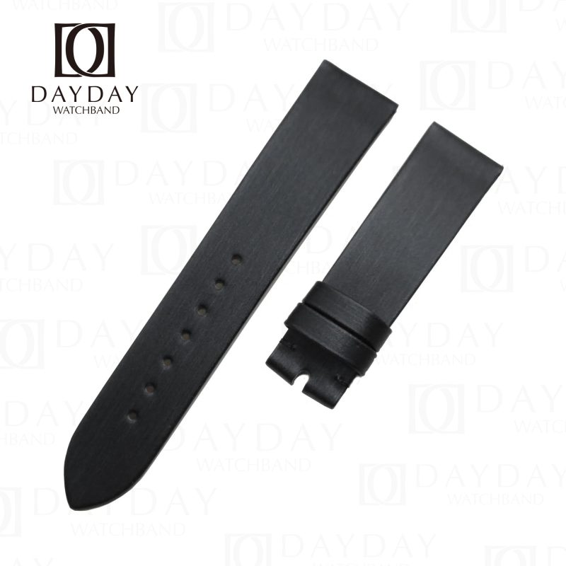 Bespoke Black satin Omega Deville watch band free custom leather color stitching color