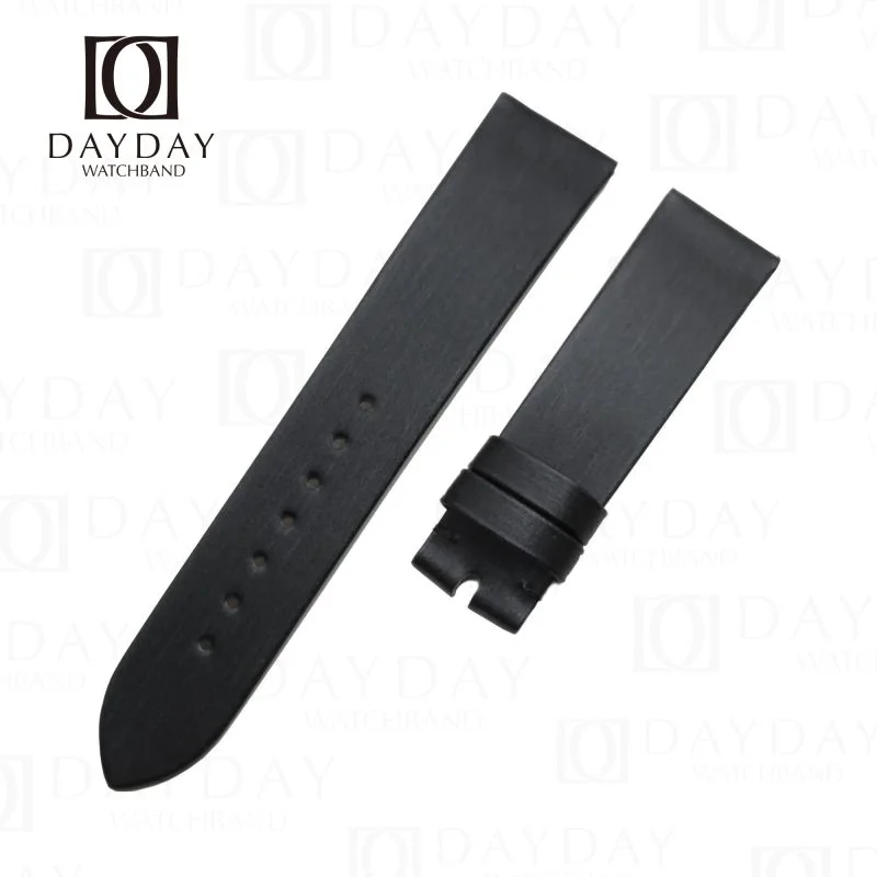 Bespoke Black satin Omega Deville watch band free custom leather color stitching color