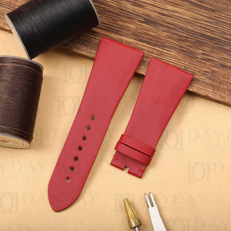 Bespoke Cartier Tank Divan straps Red pin buckle 24mm at low price (3)