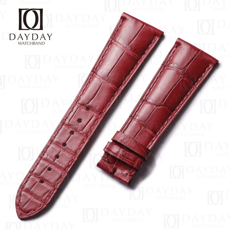 Bespoke Rose red Cartier Tank leather straps replacement 23mm fit for Cartier Ronde Tank Solo