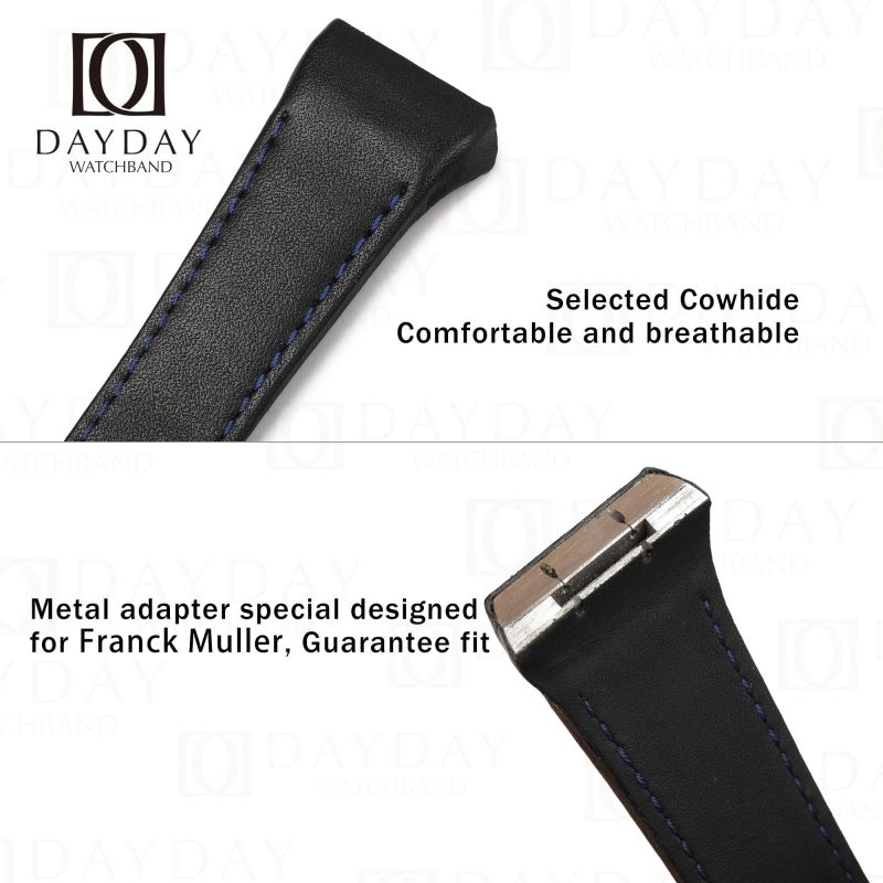 Buy best genuine calfskin Franck Muller Vanguard Yachting Skeleton Racing Revolution 7 Days Watch V32 full diamond qz V41 V45 replacement leather watch bands at discount price