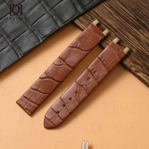 Bespoke high-end great crocodile leather brown Omega watch fit for Omega De Ville Ladymatic watch straps aftermarket