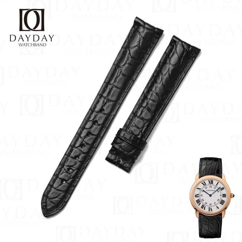 Best Cartier Tank Curved End genuine crocodile leather strap for Cartier Ronde & Tank Solo watch