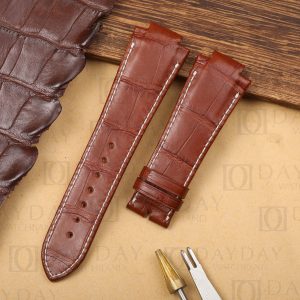 Buy Brown Girard Perregaux Laureato crocodile leather strap fit for Girard Laureato Evo3 80180 watch bands (2)