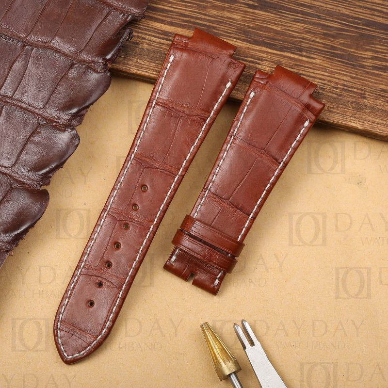 Buy Brown Girard Perregaux Laureato crocodile leather strap fit for Girard Laureato Evo3 80180 watch bands (2)